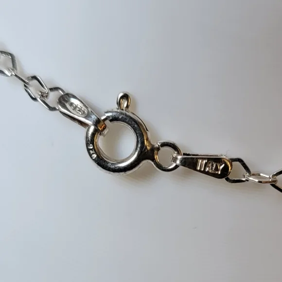 ITALY Sterling Silver Necklace Drop Pendant with Gemstones Amethyst 16.5" - Picture 8 of 8